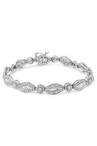 1 cttw Diamond Double Leaf and Bezel Link Bracelet